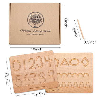 Montessori wooden learning board – numbers &amp; shapes