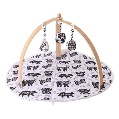 Houten Babygym Raket - Montessori Speelgym met Hangende Rammelaars