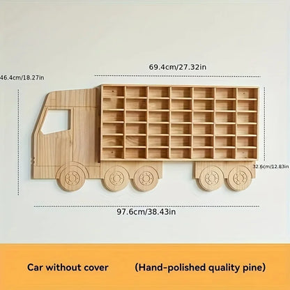 Houten Wandrek voor Speelgoedauto's - 42 Vakken Displayplank