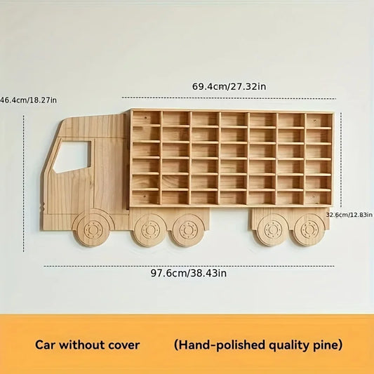 Houten Wandrek voor Speelgoedauto's - 42 Vakken Displayplank