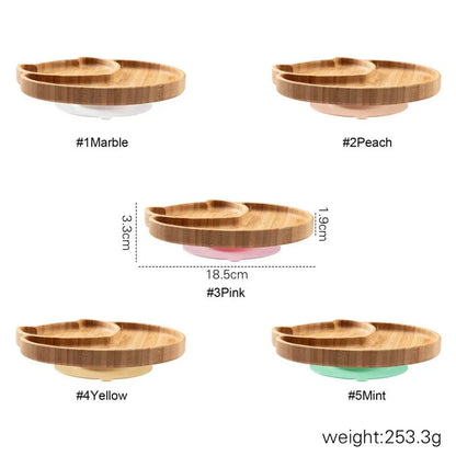 Bamboe Kinderservies Set 4-delig - Zuignap Bord & Kom met Bestek