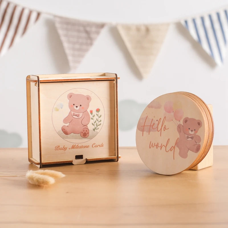 Houten Baby Mijlpaal Beer - Fotografie Prop & Herinneringsaccessoire