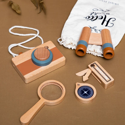 Coffret d'aventures Montessori en bois – Découvrir et jouer dans la nature