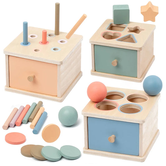 Houten Vormen Sorteer Speelgoed - Montessori Busy Board voor Baby's en Peuters