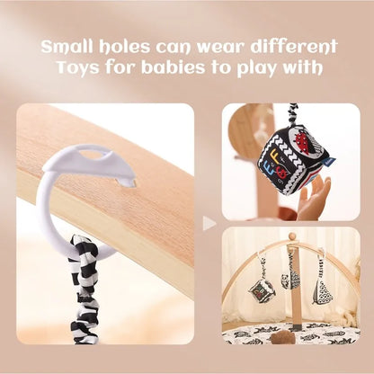 Houten Babygym Raket - Montessori Speelgym met Hangende Rammelaars