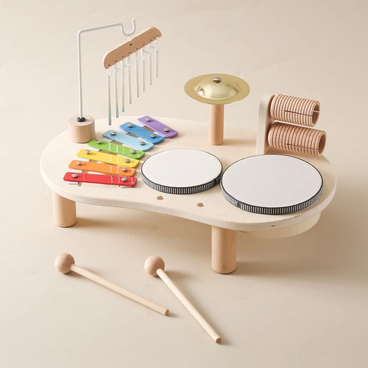 Houten Montessori muziekspeelgoed – xylofoon met klankbellen