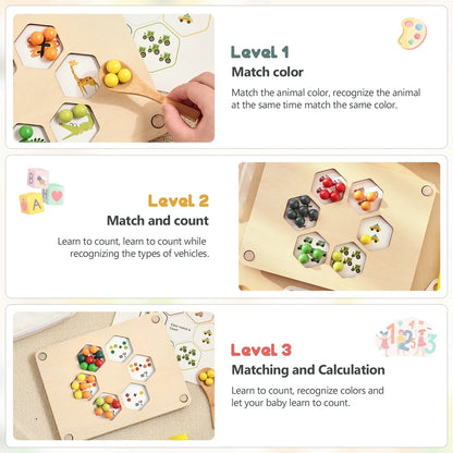 Jeu de perles arc-en-ciel Montessori : apprendre l'anglais aux tout-petits