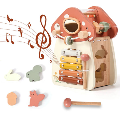 Montessori Houten Paddenstoel Puzzel - Muziek Speelgoed voor Baby's