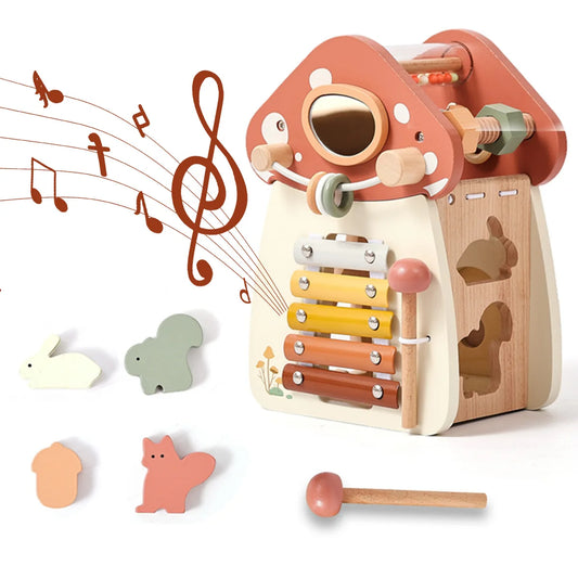 Montessori Houten Paddenstoel Puzzel - Muziek Speelgoed voor Baby's