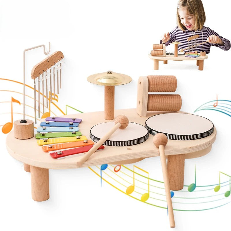 Houten Montessori muziekspeelgoed – xylofoon met klankbellen
