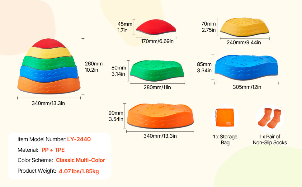 Montessori Balanceer Stapstenen Set - 5 Stuks Sensorisch Speelgoed