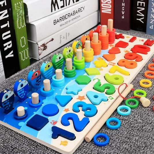 Montessori Houten Puzzel Visspel - Educatief Speelgoed voor Peuters